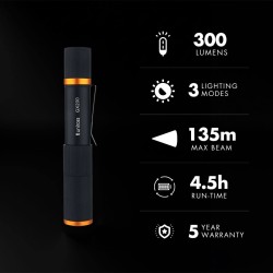 Buy Uniross USB Rechargeable Torch - GX200 - IP44 Waterproof Aluminium 300 lumen... in Cyprus, Nicosia, Limassol, Larnaka, Pafos