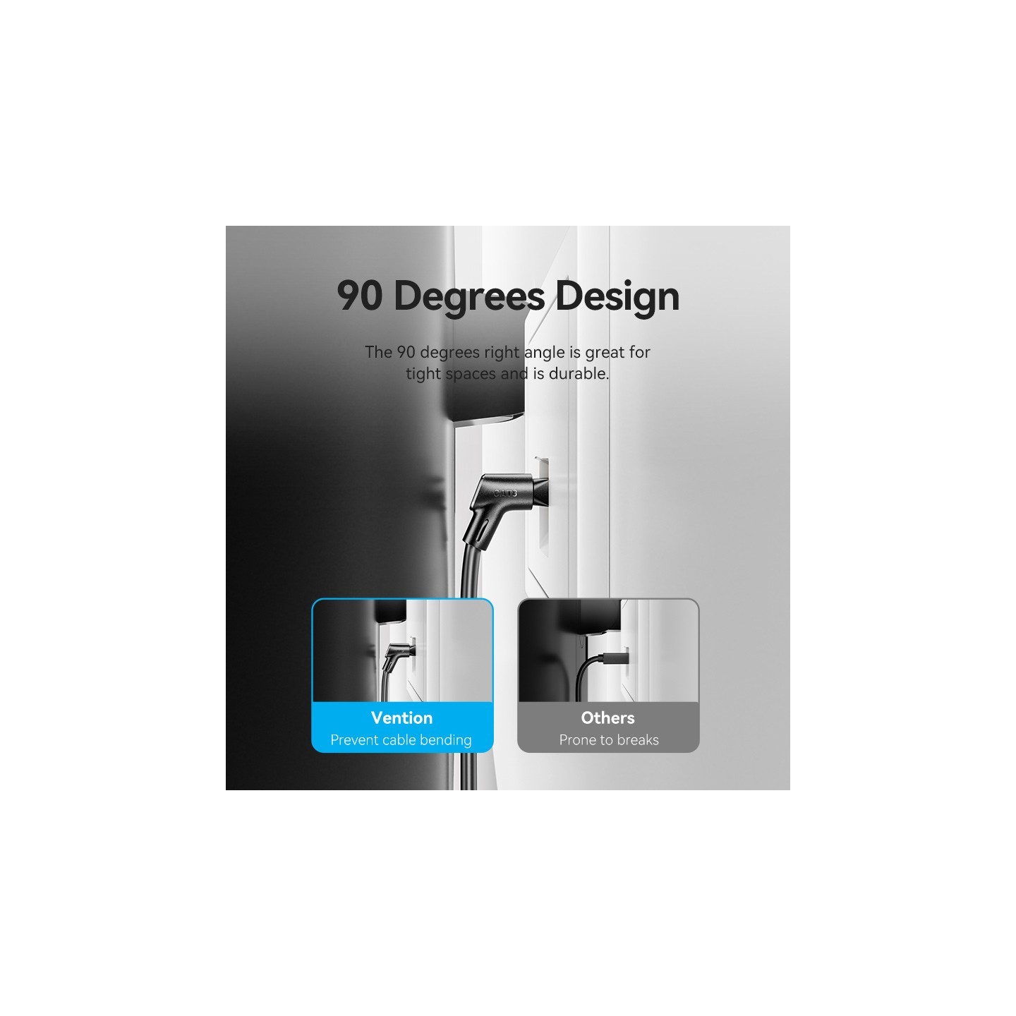 Vention Network Cable - IKLBF - Cat8 STP Rotate Right Angle Slim 1.0m Black — Buy in Cyprus with Fast Delivery