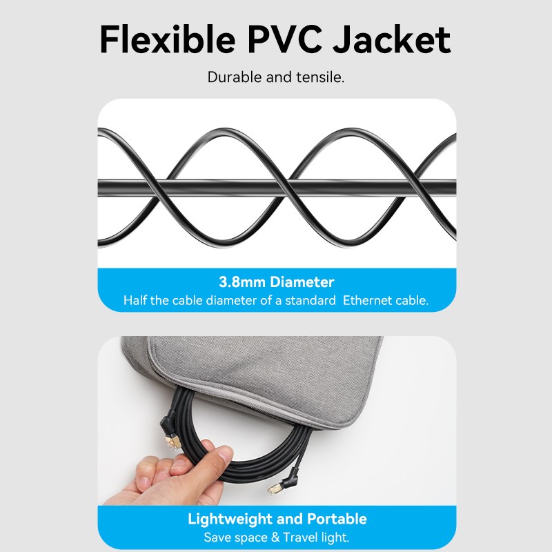 Buy Vention Network Cable - IKLBF - Cat8 STP Rotate Right Angle Slim 1.0m Black in Cyprus, Nicosia, Limassol, Larnaka, Pafos