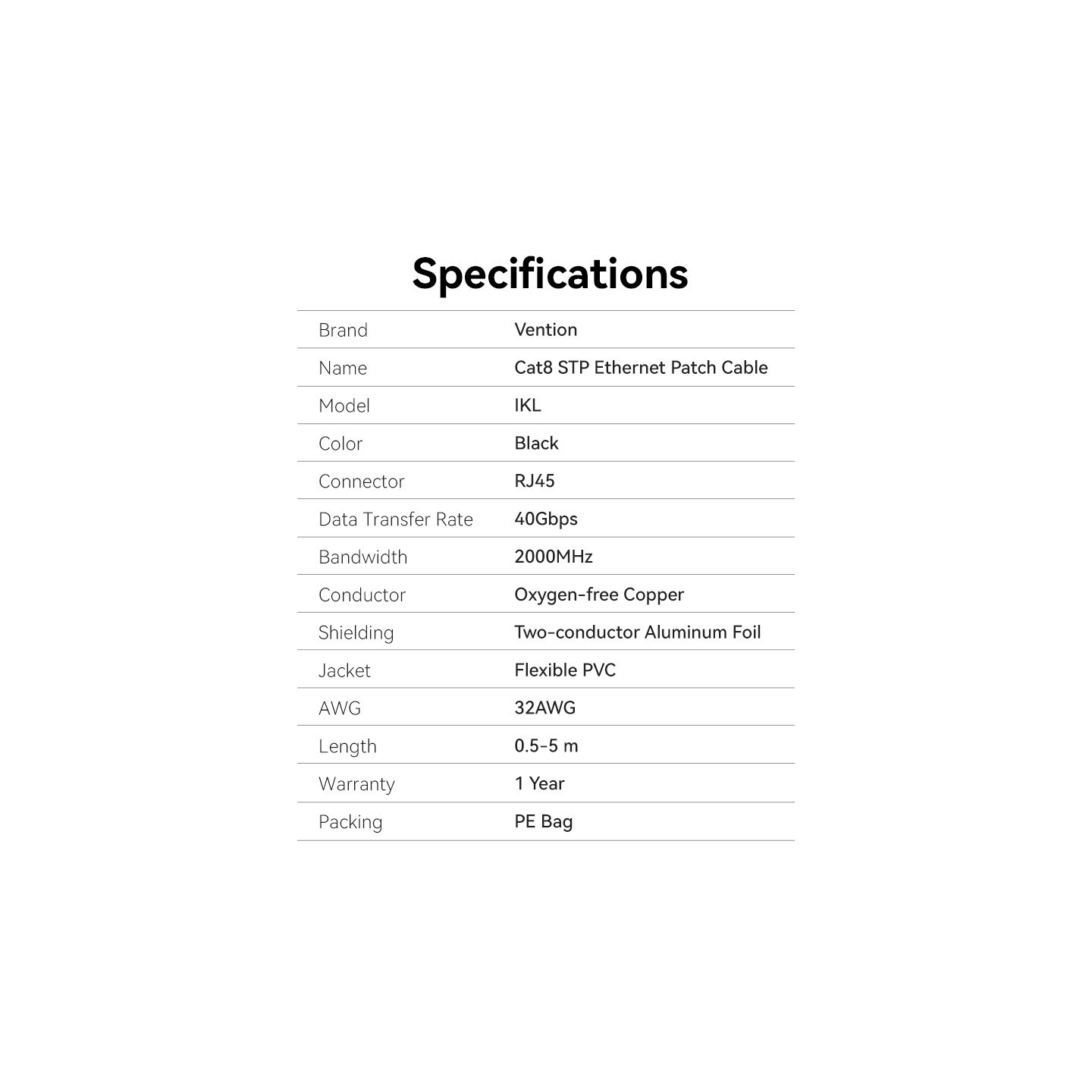 Vention Network Cable - IKLBF - Cat8 STP Rotate Right Angle Slim 1.0m Black — Buy in Cyprus with Fast Delivery