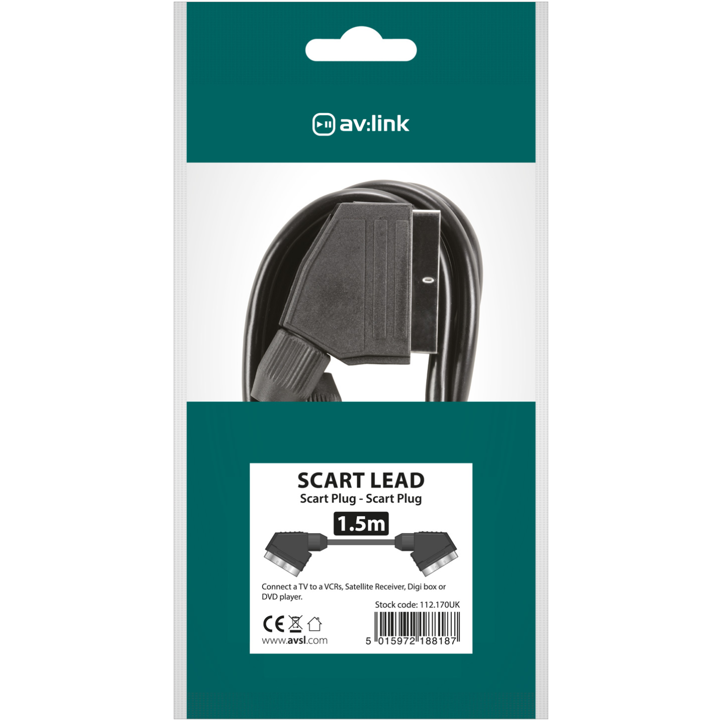AV:Link Scart to Scart Cable - 112.170UK - 1.5m — Buy in Cyprus with Fast Delivery