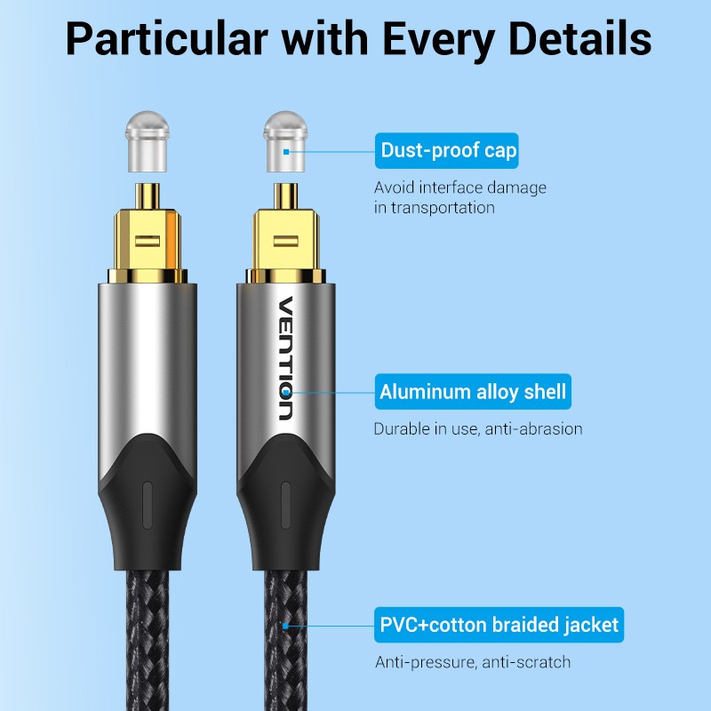 Buy Vention AUDIO Optical Cable - BAVHJ - Aluminum 5.0m Grey in Cyprus, Nicosia, Limassol, Larnaka, Pafos