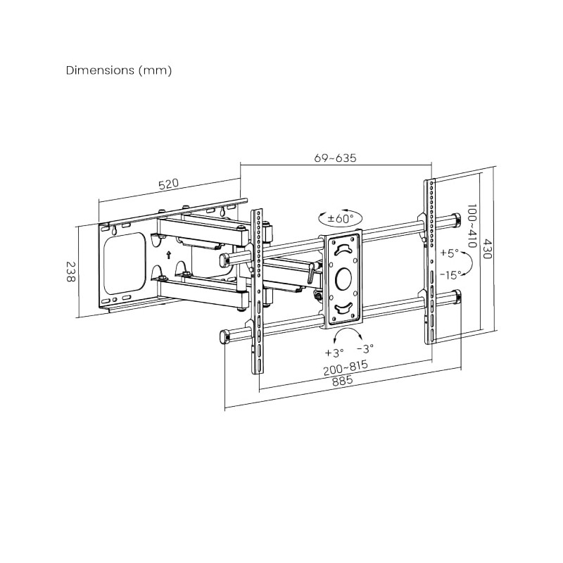 Buy Brateck TV Mount - LPA49-486 - 80x40 Turn 4-Arm 64cm 60kg in Cyprus, Nicosia, Limassol, Larnaka, Pafos