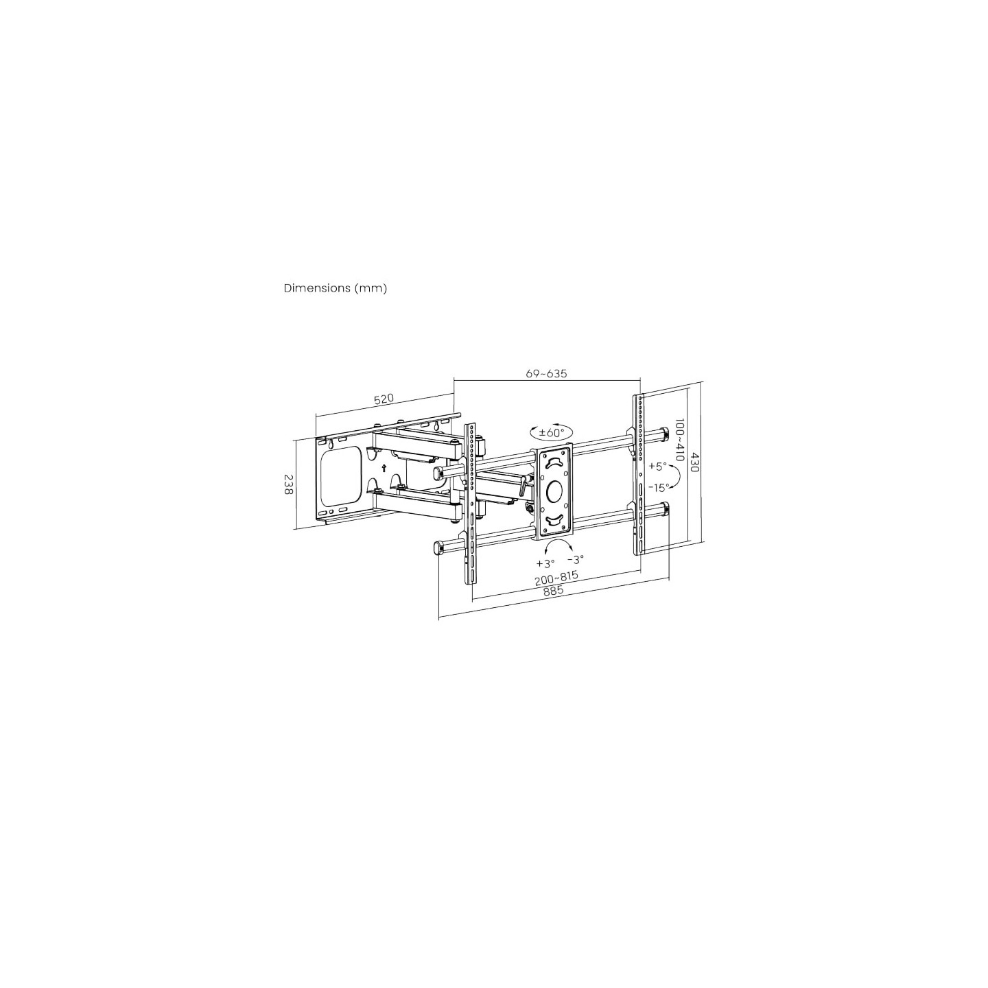 Brateck TV Mount - LPA49-486 - 80x40 Turn 4-Arm 64cm 60kg — Buy in Cyprus with Fast Delivery