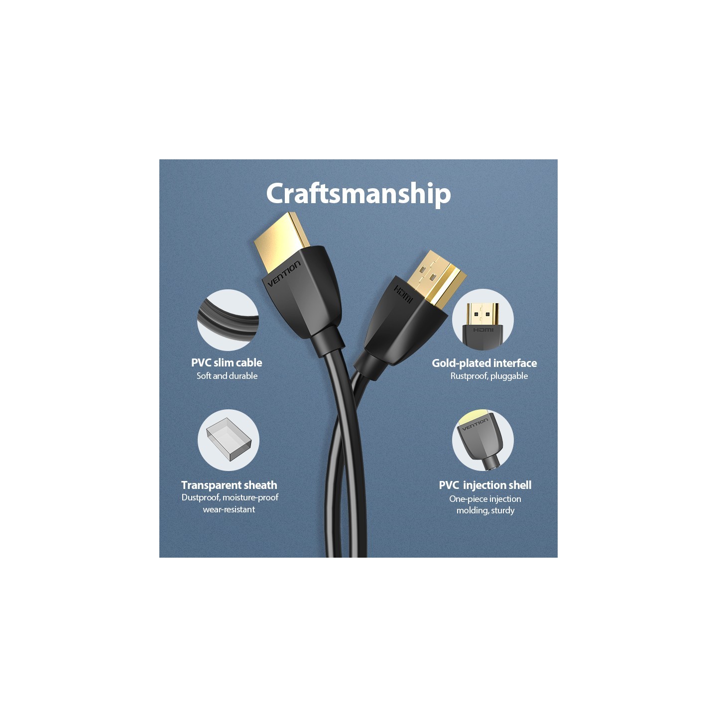 Vention HDMI Cable - AAIBG - Ultra Thin 1.5m — Buy in Cyprus with Fast Delivery
