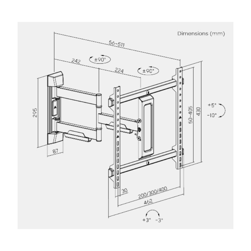 Buy Brateck TV Mount - LPA76-443 - 40x40 Turn 2-Arm 51cm Ext in Cyprus, Nicosia, Limassol, Larnaka, Pafos