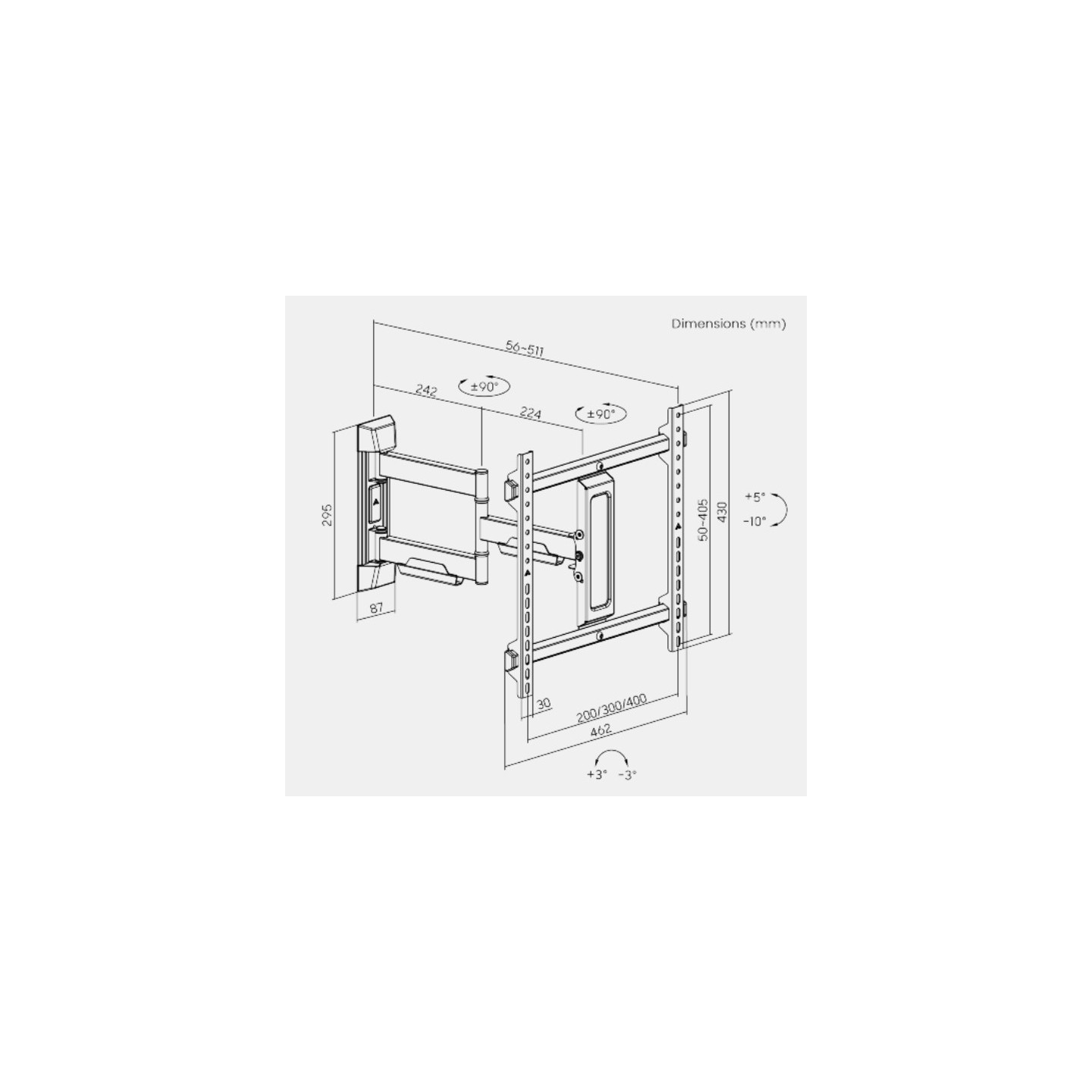 Brateck TV Mount - LPA76-443 - 40x40 Turn 2-Arm 51cm Ext — Buy in Cyprus with Fast Delivery