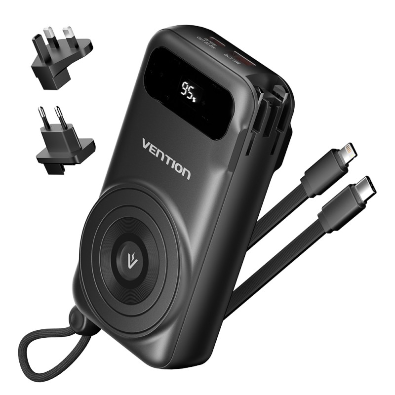 Buy Vention Powerbank - FHXB0 - Wireless+Travel Charger 6in1 10000mAh Black in Cyprus, Nicosia, Limassol, Larnaka, Pafos