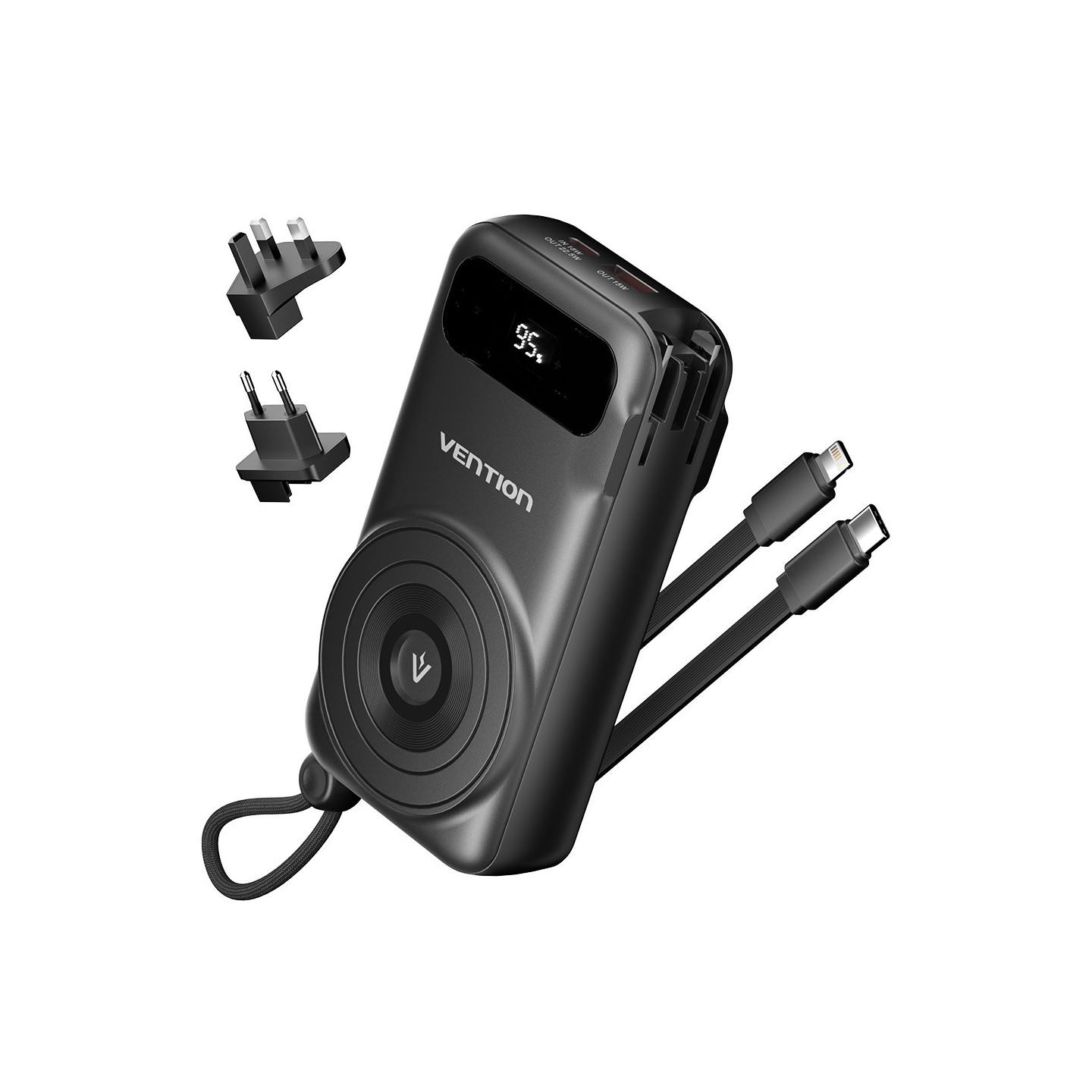 Vention Powerbank - FHXB0 - Wireless+Travel Charger 6in1 10000mAh Black — Buy in Cyprus with Fast Delivery