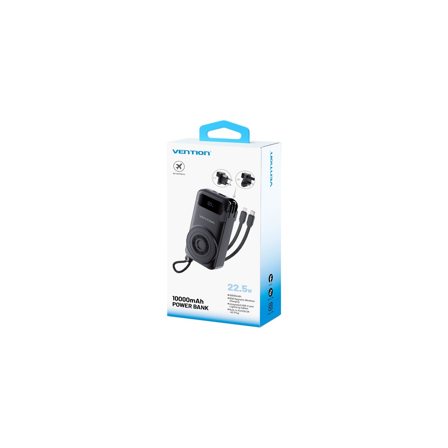 Vention Powerbank - FHXB0 - Wireless+Travel Charger 6in1 10000mAh Black — Buy in Cyprus with Fast Delivery