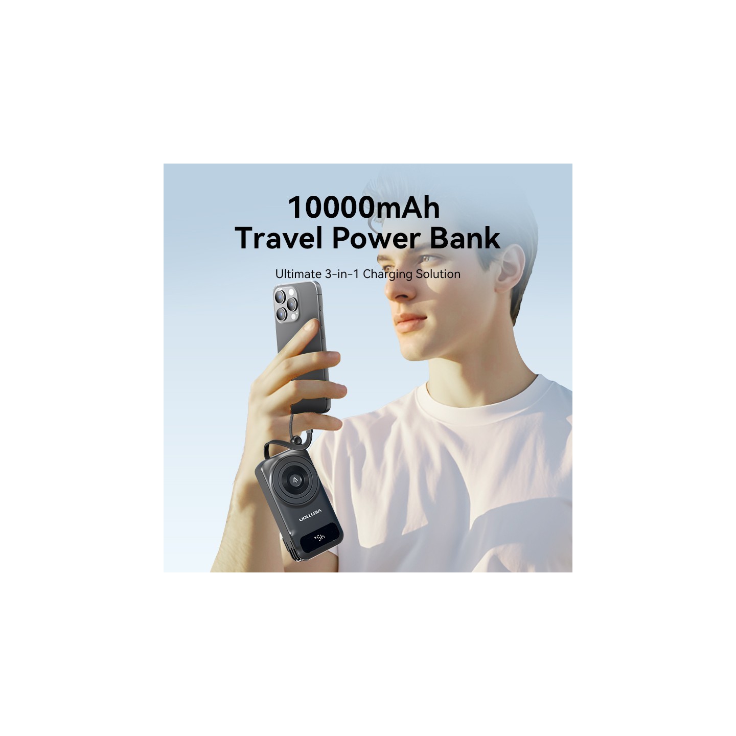 Vention Powerbank - FHXB0 - Wireless+Travel Charger 6in1 10000mAh Black — Buy in Cyprus with Fast Delivery