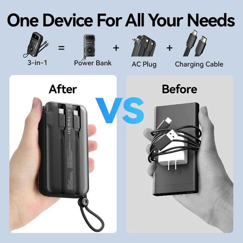 Buy Vention Powerbank - FHXB0 - Wireless+Travel Charger 6in1 10000mAh Black in Cyprus, Nicosia, Limassol, Larnaka, Pafos