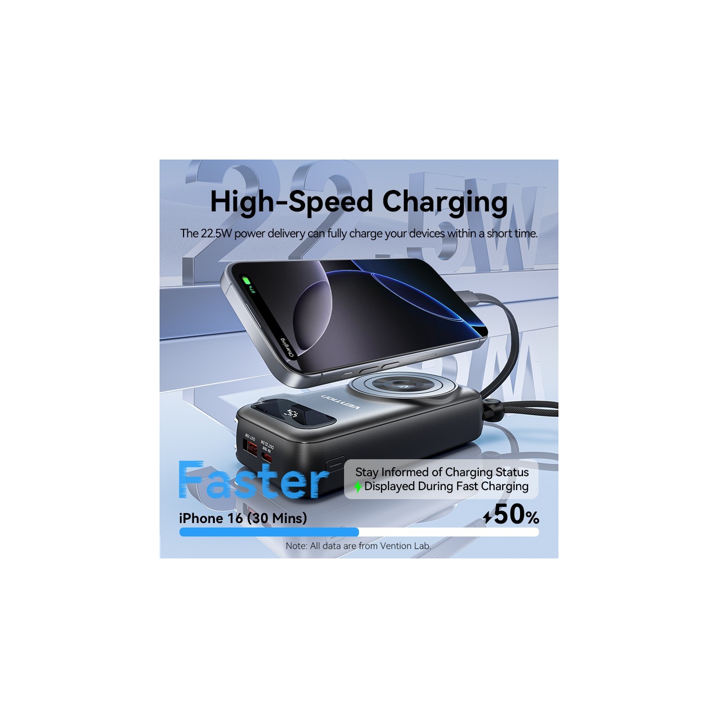 Vention Powerbank - FHXB0 - Wireless+Travel Charger 6in1 10000mAh Black — Buy in Cyprus with Fast Delivery