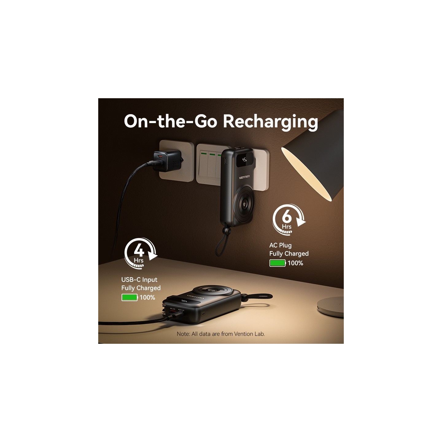 Vention Powerbank - FHXB0 - Wireless+Travel Charger 6in1 10000mAh Black — Buy in Cyprus with Fast Delivery