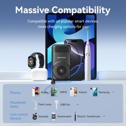 Buy Vention Powerbank - FHXB0 - Wireless+Travel Charger 6in1 10000mAh Black in Cyprus, Nicosia, Limassol, Larnaka, Pafos