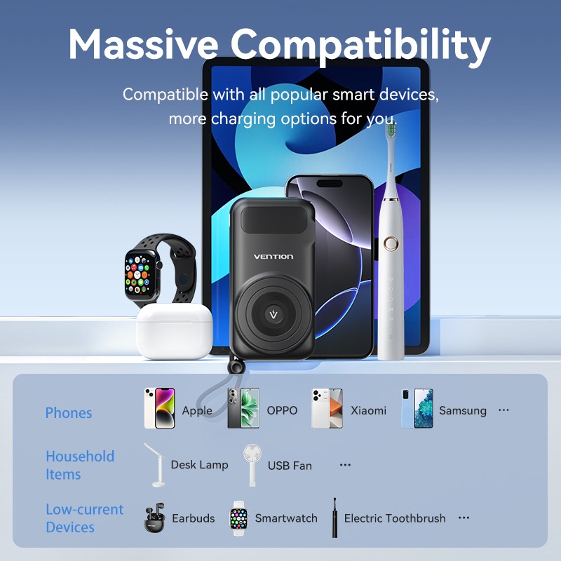 Buy Vention Powerbank - FHXB0 - Wireless+Travel Charger 6in1 10000mAh Black in Cyprus, Nicosia, Limassol, Larnaka, Pafos