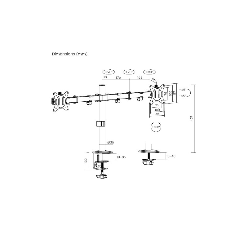 Buy Brateck Dual Monitor Mount - LDT66-C024 - Dual Monitor Mount in Cyprus, Nicosia, Limassol, Larnaka, Pafos