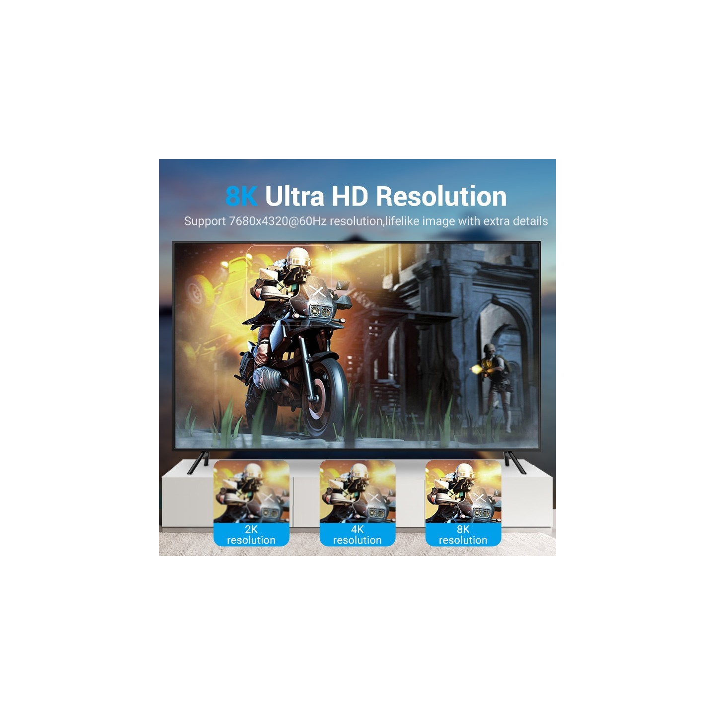 Vention DisplayPort Cable - HCCBI - DP1.4 8K60Hz Braided 3.0m — Buy in Cyprus with Fast Delivery