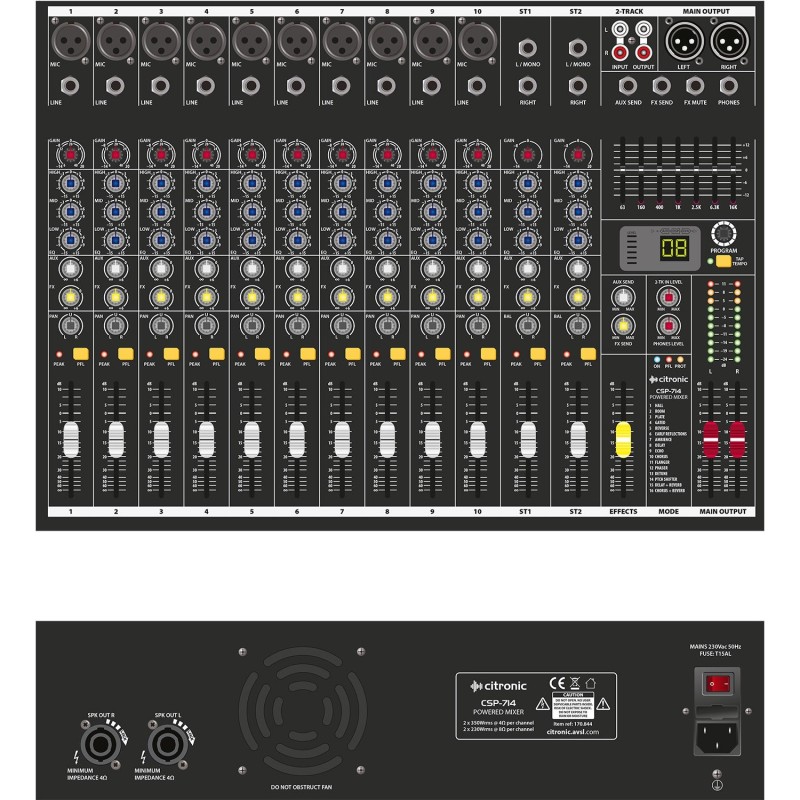 Buy Citronic Powered Mixer - CSP714 v2 - Powered Mixer 700W 170.845UK in Cyprus, Nicosia, Limassol, Larnaka, Pafos