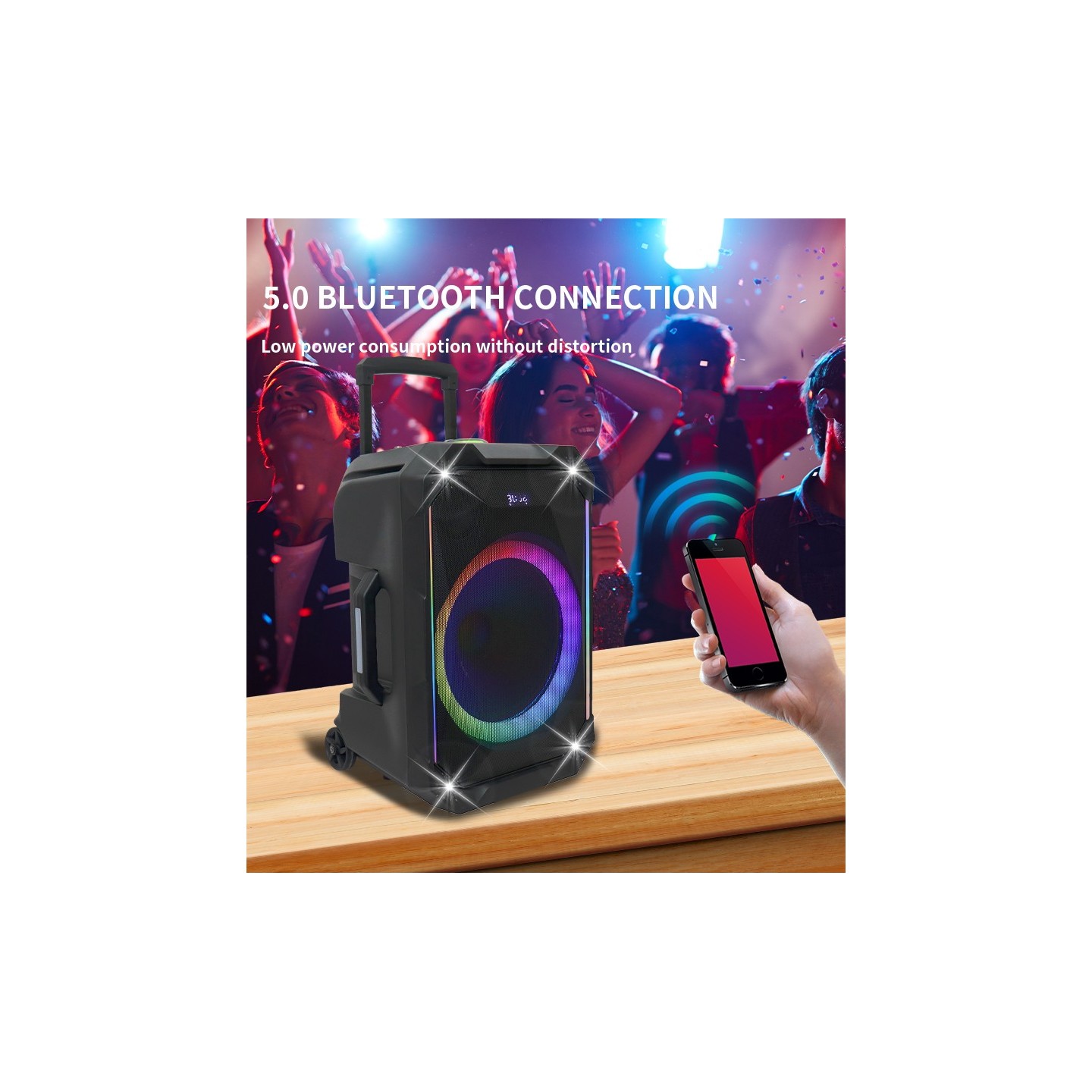 N-Gear Karaoke Speaker - FLASH1040 - 10'' Portable Karaoke Speaker with 1x Wireless Mic LED Lights USB & BT