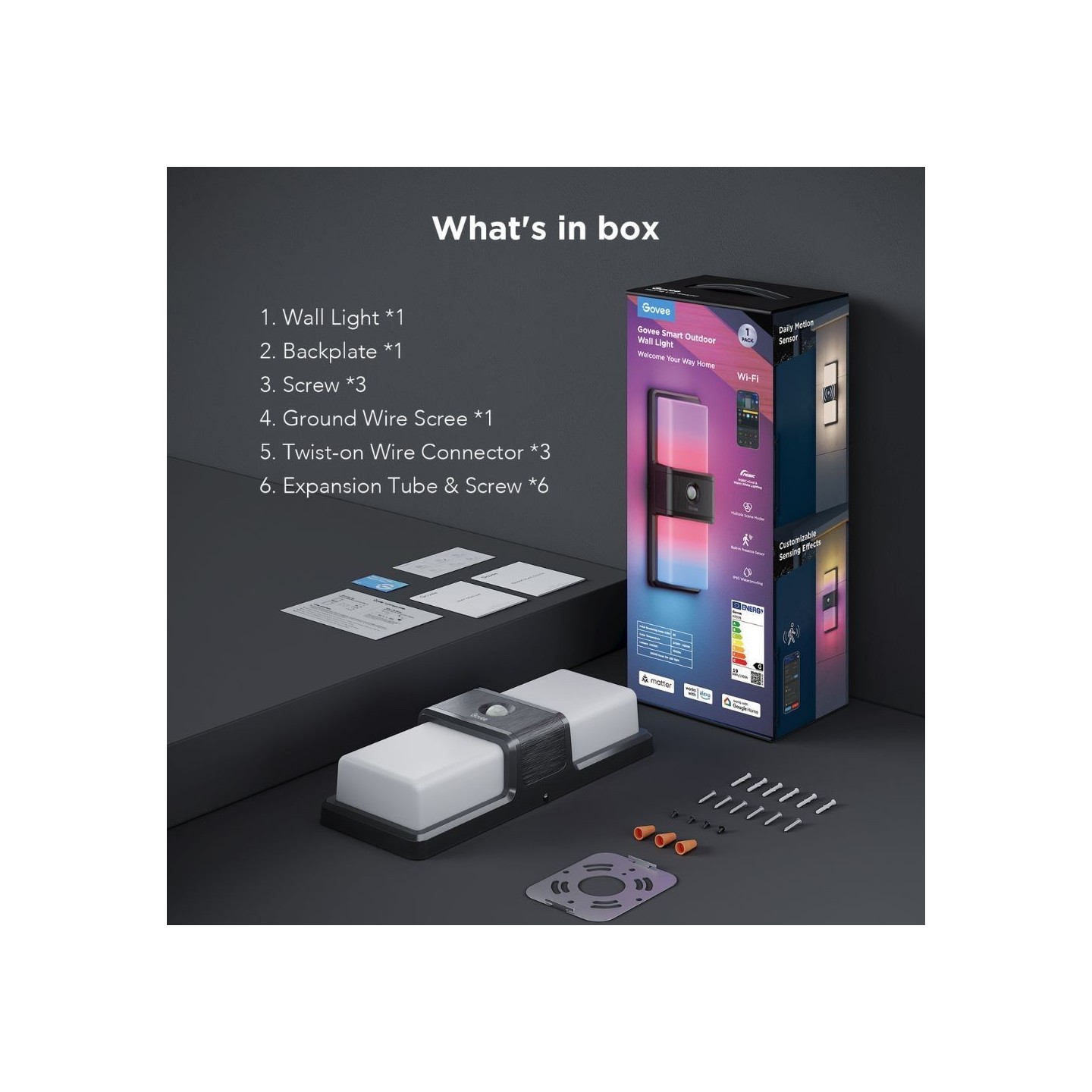 Govee Outdoor Wall Light - RGBICWW - Built-in PIR Sensor — Buy in Cyprus with Fast Delivery