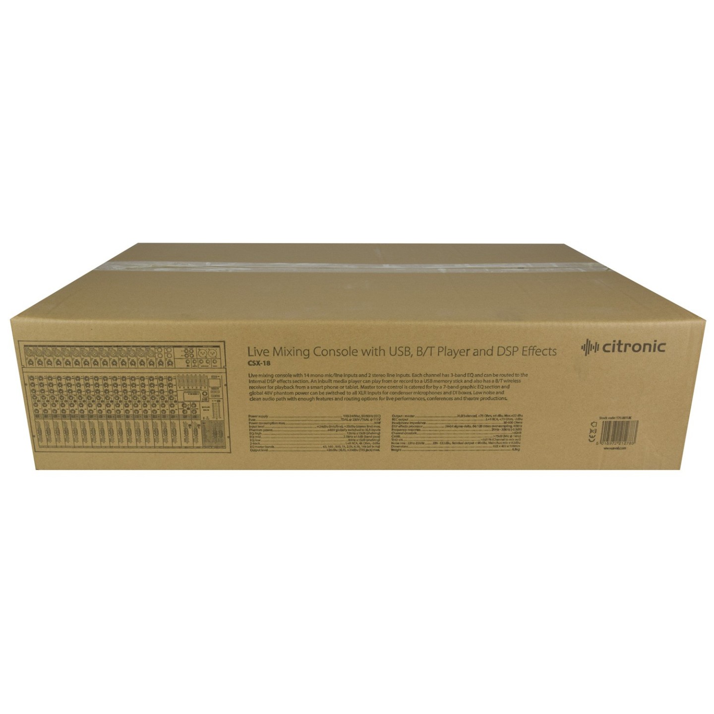 Citronic Live Mixer - CSX18 - 18 Channels USB BT DSP 170.885UK — Buy in Cyprus with Fast Delivery