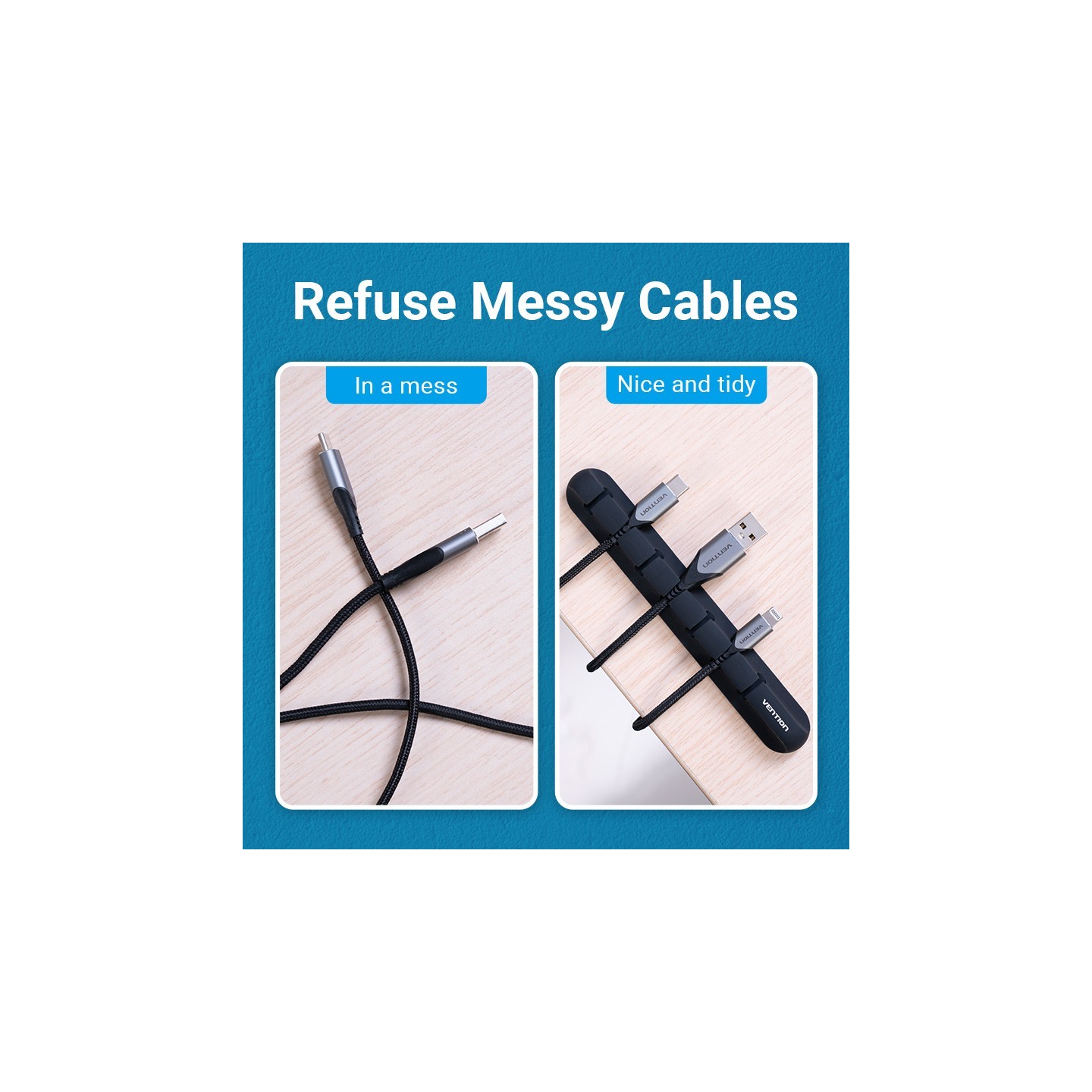 Vention Cable Organiser 5 Ports Desktop Cable Manager 6mm - KBRB0 -  — Buy in Cyprus with Fast Delivery