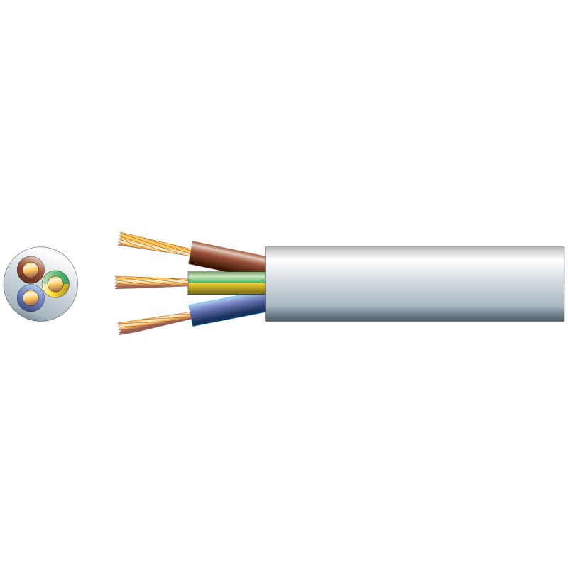 Buy Mercury Mains Power Cable - 804.347UK - 3-Core 15A 1.5mm 100m White in Cyprus, Nicosia, Limassol, Larnaka, Pafos