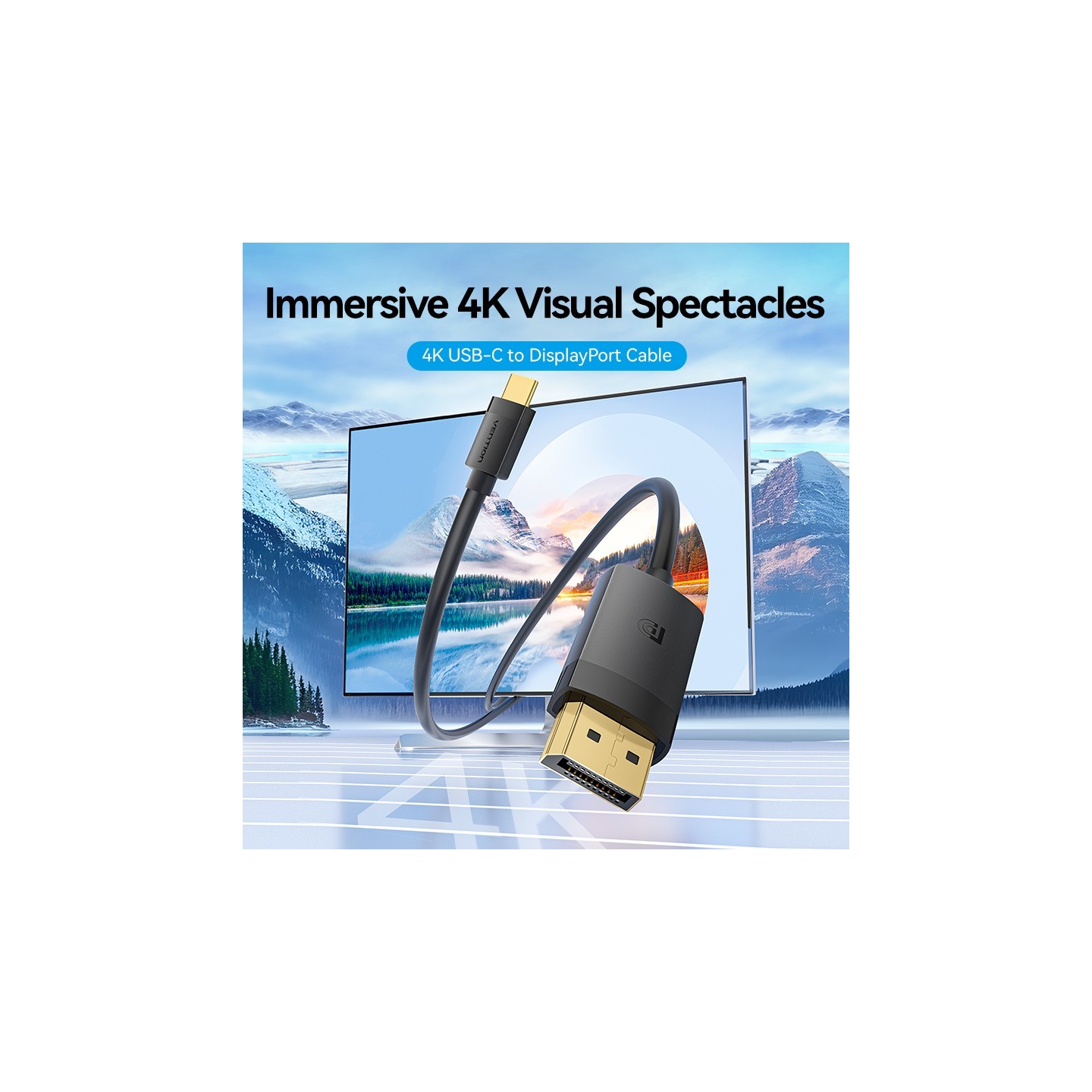 Vention Converter USB-C to DisplayPort Cable - CRJBF - USB-C to DisplayPort Cable 4K60Hz 1.0m