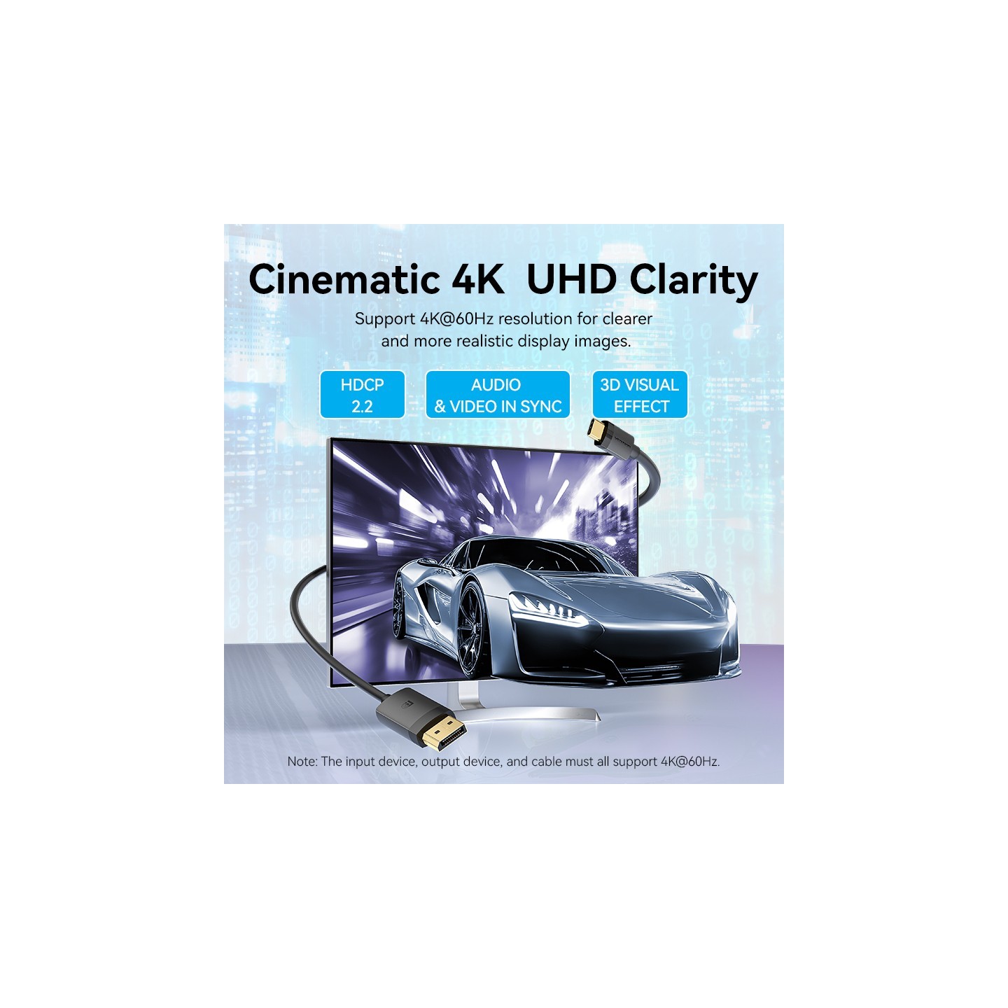 Vention Converter USB-C to DisplayPort Cable - CRJBF - USB-C to DisplayPort Cable 4K60Hz 1.0m