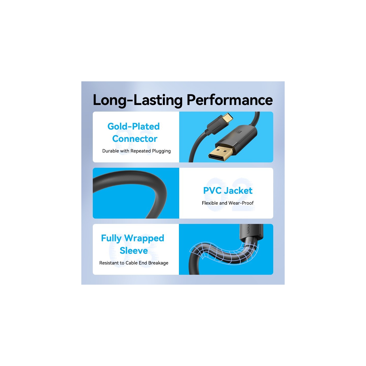 Vention Converter USB-C to DisplayPort Cable - CRJBF - USB-C to DisplayPort Cable 4K60Hz 1.0m