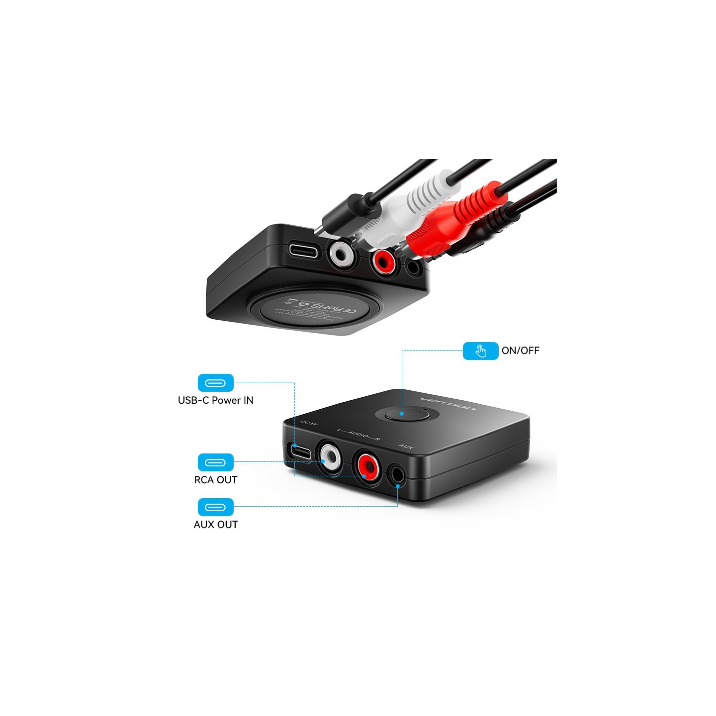 Vention AUDIO Bluetooth Receiver - NAJB0 - 3.5mm 2RCA — Buy in Cyprus with Fast Delivery