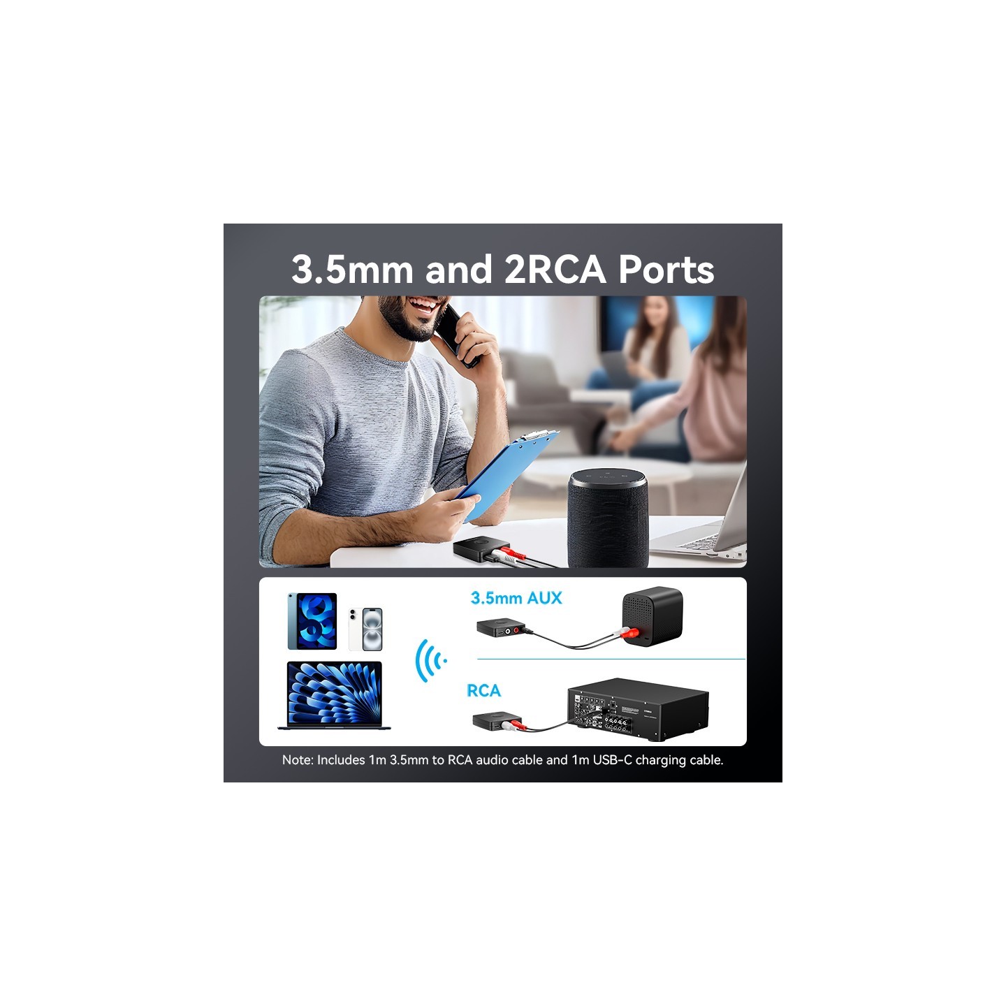 Vention AUDIO Bluetooth Receiver - NAJB0 - 3.5mm 2RCA — Buy in Cyprus with Fast Delivery