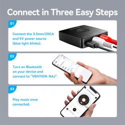 Buy Vention AUDIO Bluetooth Receiver - NAJB0 - 3.5mm 2RCA in Cyprus, Nicosia, Limassol, Larnaka, Pafos