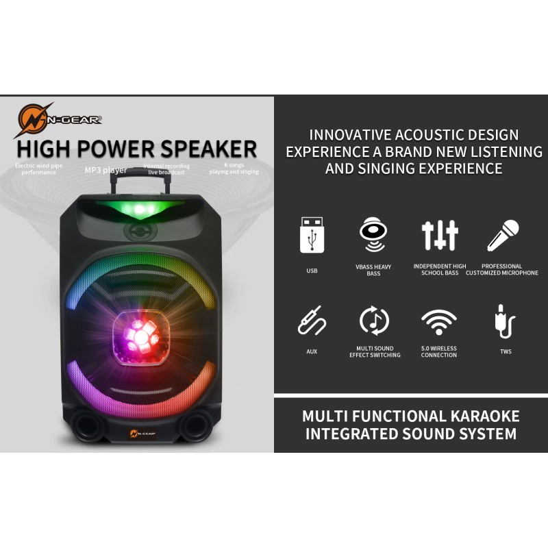 Buy N-Gear - FLASH1550 - 15'' Portable Karaoke Disco Speaker with Wireless Mic B... in Cyprus, Nicosia, Limassol, Larnaka, Pafos