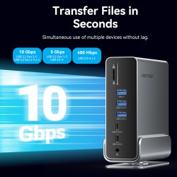 Vention TPUH0 USB-C 8xUSB 2xHDMI DP MST RJ45 SD 3.5mm PD100W Hub — Armenius Store Cyprus