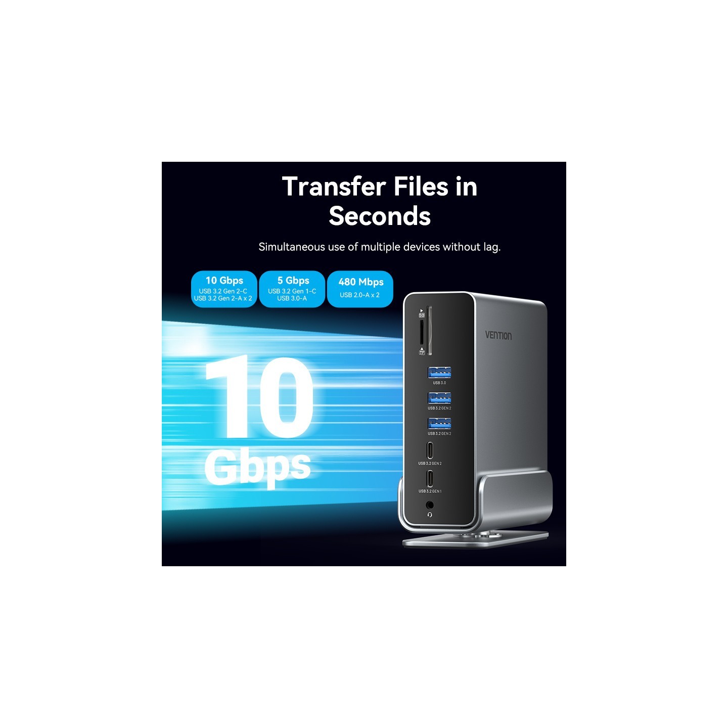 Vention TPUH0 USB-C 8xUSB 2xHDMI DP MST RJ45 SD 3.5mm PD100W Hub — Armenius Store Cyprus