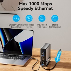 Buy Vention HUB USB-C 8xUSB 2xHDMI DP MST RJ45 SD 3.5mm PD - TPUH0 -  in Cyprus, Nicosia, Limassol, Larnaka, Pafos