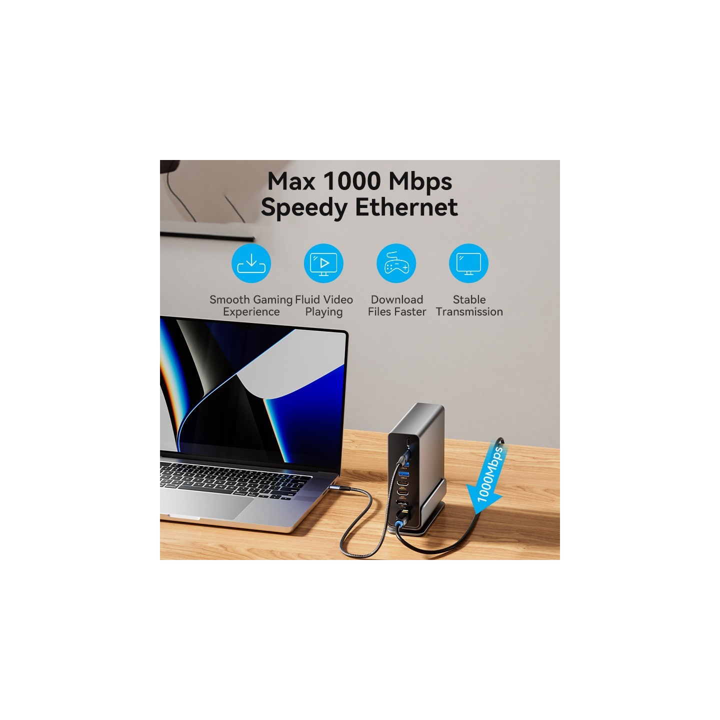 Vention TPUH0 USB-C 8xUSB 2xHDMI DP MST RJ45 SD 3.5mm PD100W Hub — Armenius Store Cyprus