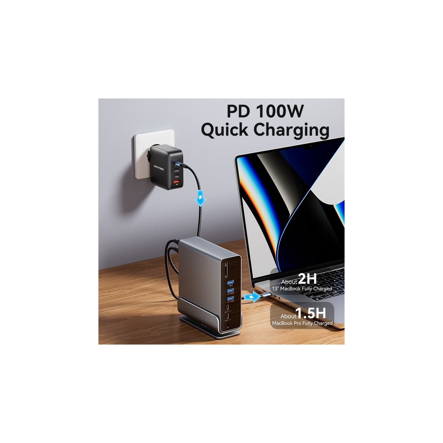 Vention TPUH0 USB-C 8xUSB 2xHDMI DP MST RJ45 SD 3.5mm PD100W Hub — Armenius Store Cyprus