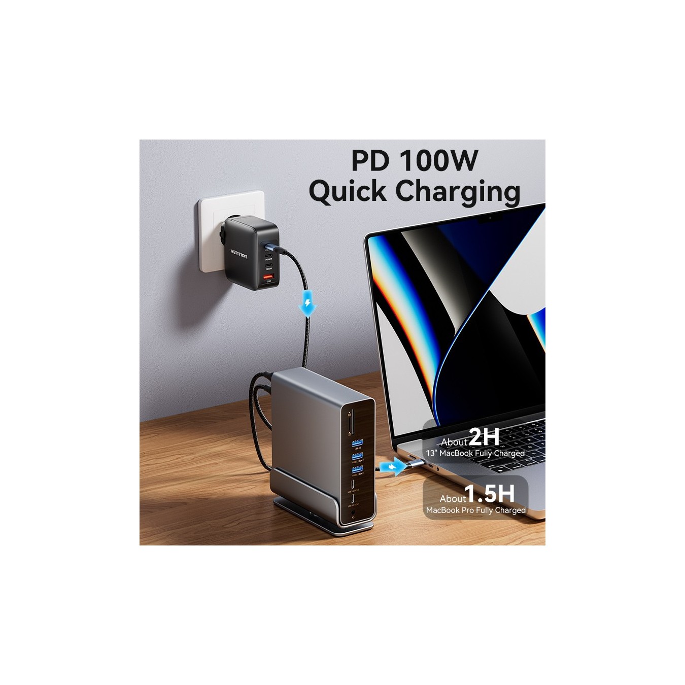Vention TPUH0 USB-C Docking Station – 8xUSB 2xHDMI 100W PD | Armenius Store