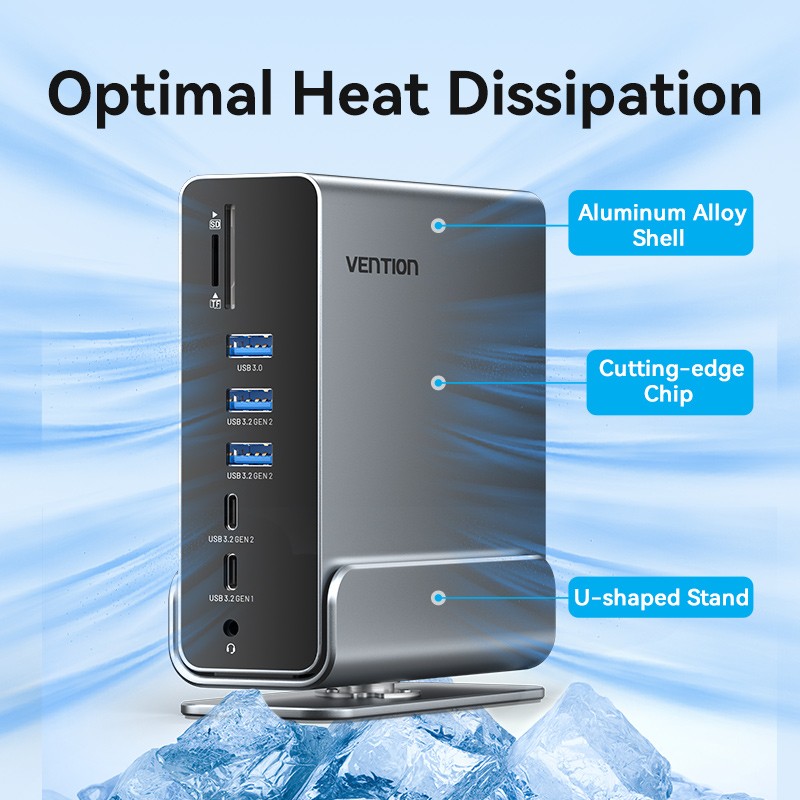 Buy Vention HUB USB-C 8xUSB 2xHDMI DP MST RJ45 SD 3.5mm PD - TPUH0 -  in Cyprus, Nicosia, Limassol, Larnaka, Pafos