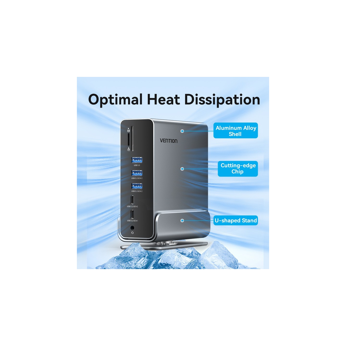 Vention TPUH0 USB-C 8xUSB 2xHDMI DP MST RJ45 SD 3.5mm PD100W Hub — Armenius Store Cyprus