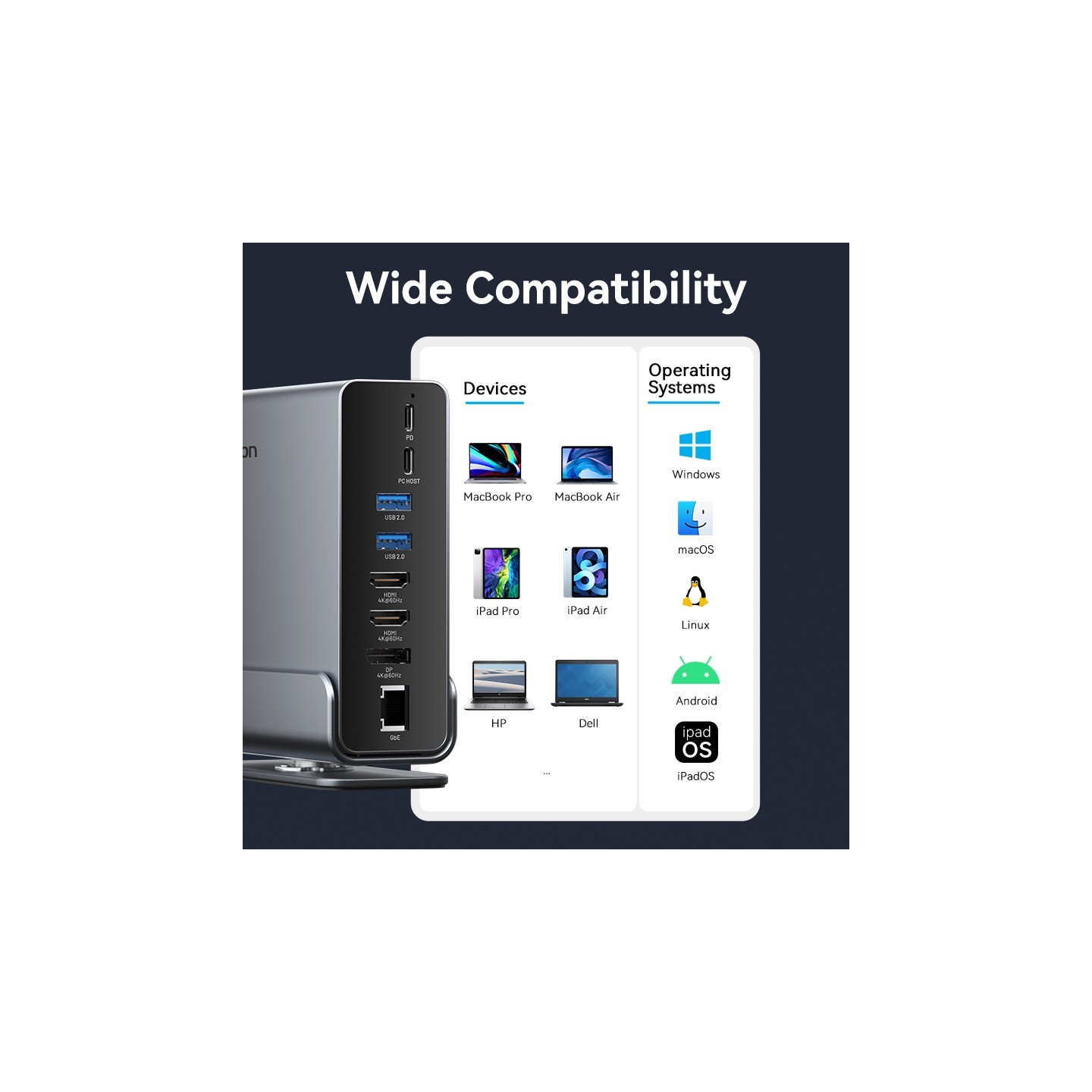 Vention TPUH0 USB-C 8xUSB 2xHDMI DP MST RJ45 SD 3.5mm PD100W Hub — Armenius Store Cyprus