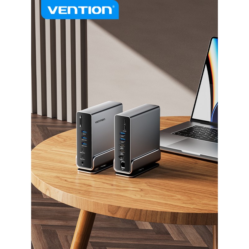 Buy Vention HUB USB-C 8xUSB 2xHDMI DP MST RJ45 SD 3.5mm PD - TPUH0 -  in Cyprus, Nicosia, Limassol, Larnaka, Pafos