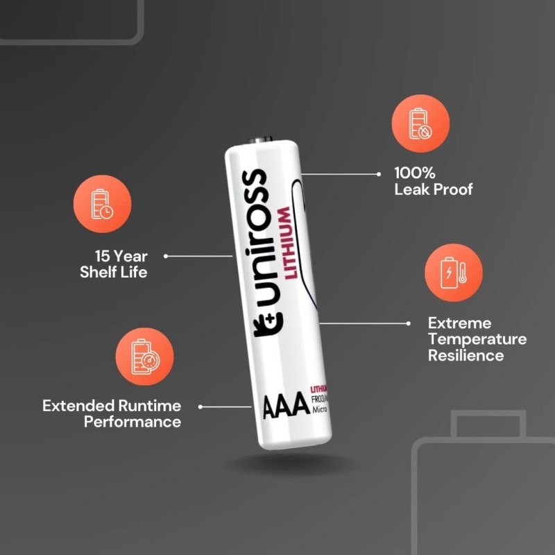 Buy Uniross Lithium AAA Ultra Batteries - 1250mAh (4pack) in Cyprus, Nicosia, Limassol, Larnaka, Pafos