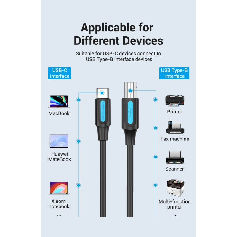 Buy Vention IT Cable USB-C 2.0 to USB-B Male for Printer - CQUBH - 2.0m in Cyprus, Nicosia, Limassol, Larnaka, Pafos