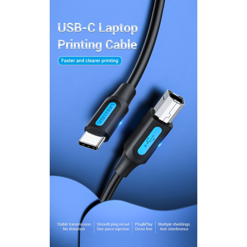 Buy Vention IT Cable USB-C 2.0 to USB-B Male for Printer - CQUBH - 2.0m in Cyprus, Nicosia, Limassol, Larnaka, Pafos