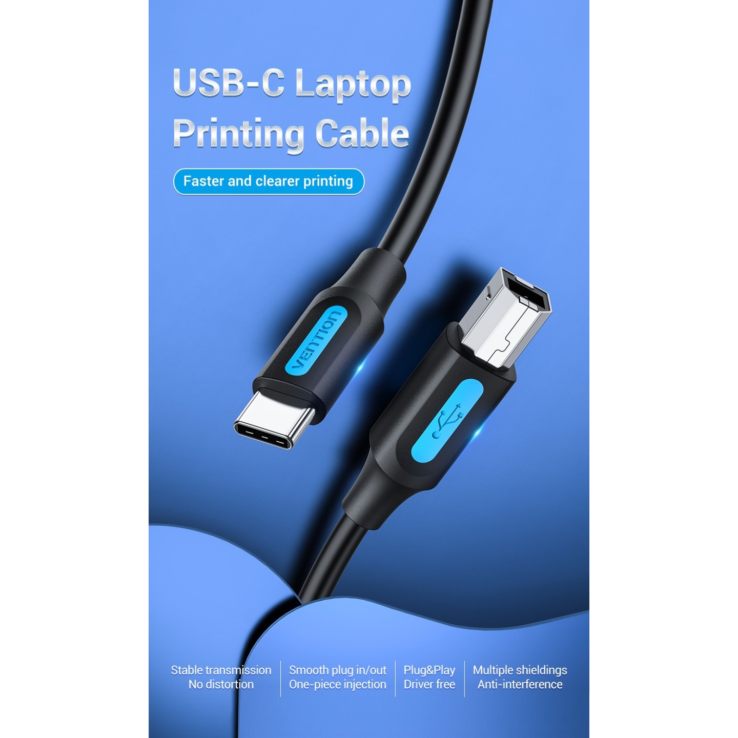 Vention IT Cable USB-C 2.0 to USB-B Male for Printer - CQUBH - 2.0m — Buy in Cyprus with Fast Delivery
