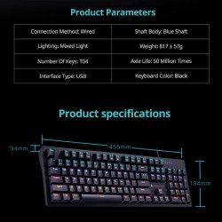 Buy Thunderobot Wired Mechanical Keyboard - K104 - Blue switch Black in Cyprus, Nicosia, Limassol, Larnaka, Pafos